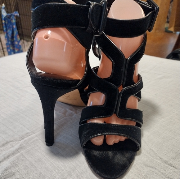 Black Velvet Antonio Melani Strappy Heels - Picture 5 of 10